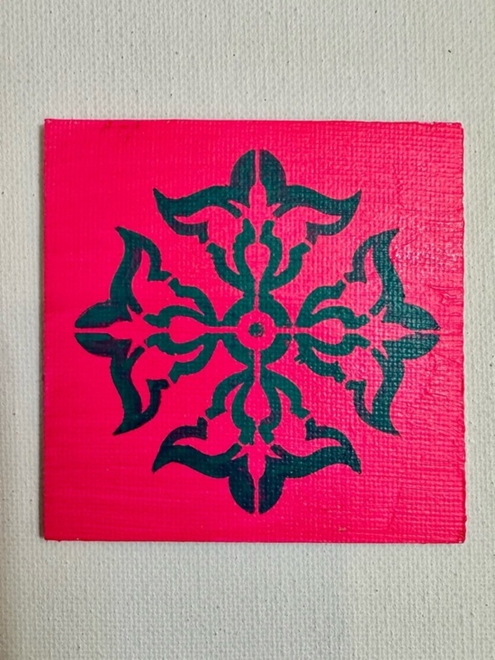Hot Pink & Turquoise Gothic Mandala Mini Painting Magnet